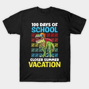 100 Days Of School Closer Summer Vacation T-Rex T-Shirt